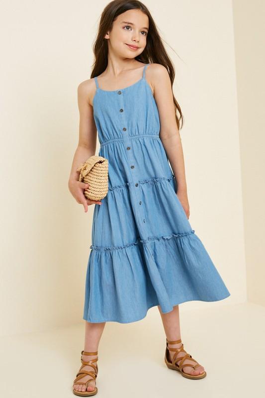 Buy Soul Fairy Girls Blue Printed Tiered Midi Dress - Dresses for Girls  1440176 | Myntra
